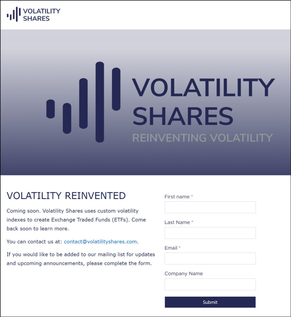 Volatility Shares Website 20220322